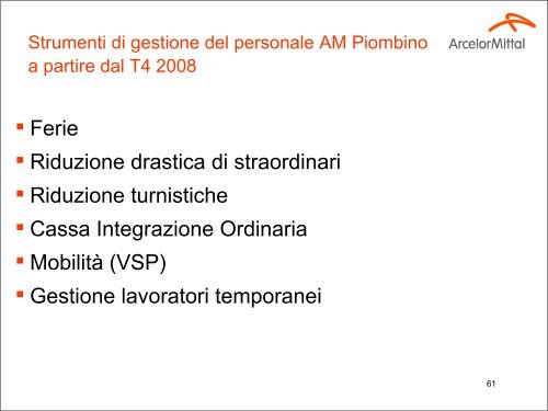 Riunione congiunta Arcelor Mittal Italia con le ... - Fiom