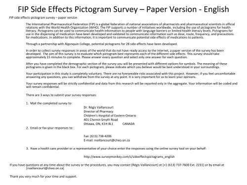 FIP Side Effects Pictogram Survey Paper version
