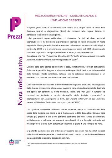 Mezzogiorno: perchè i consumi calano e l'inflazione cresce? - Fipe