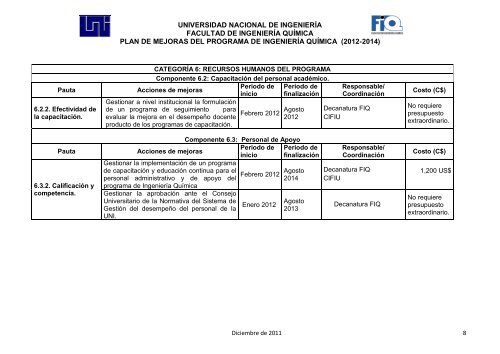 plan de mejoras - Inicio - Universidad Nacional de Ingeniería