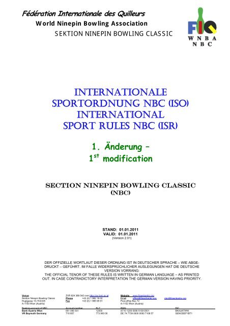international sport rules nbc (isr)