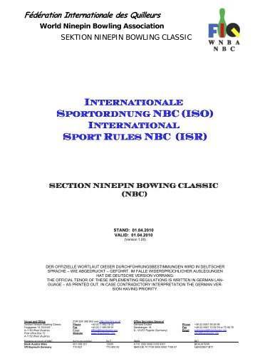 Internationale Sportordnung NBC (ISO) International Sport Rules ...