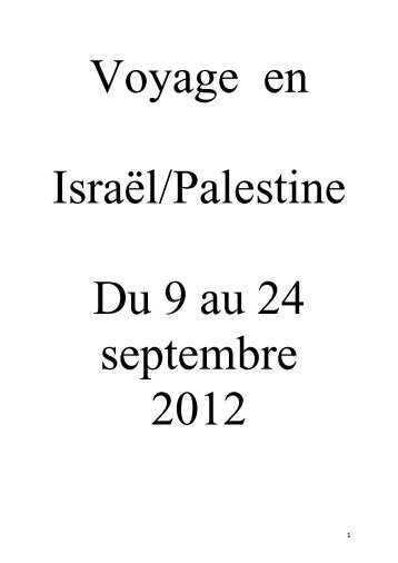 Voyage en - Association France Palestine Solidarité