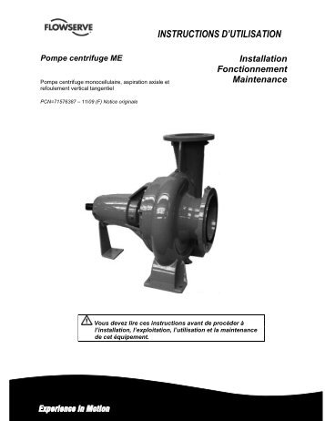 INSTRUCTIONS D'UTILISATION - Flowserve Corporation