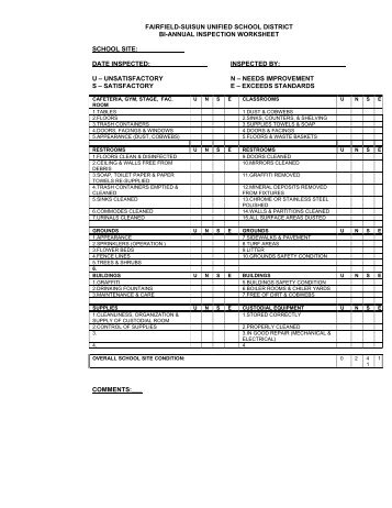 School Site Cleanliness Inspection Form - Fairfield-Suisun Unified ...