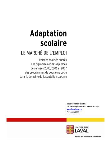 Le marché de l'emploi en adaptation scolaire - Faculté des sciences ...