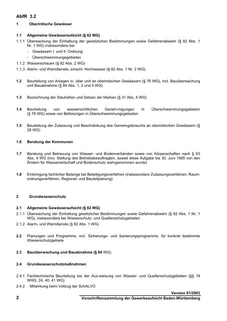 WassR 3.2 1 Verordnung der Landesregierung - Gewerbeaufsicht ...