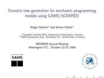 Scenario tree generation for stochastic programming ... - GAMS