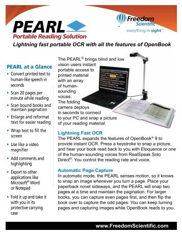 PEARL Data Sheet (PDF) - Freedom Scientific