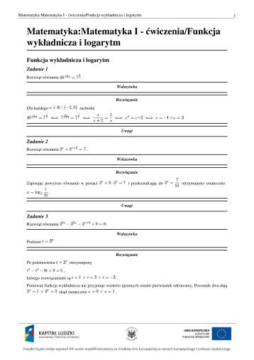 Matematyka:Matematyka I - ćwiczenia/Funkcja wykładnicza i logarytm