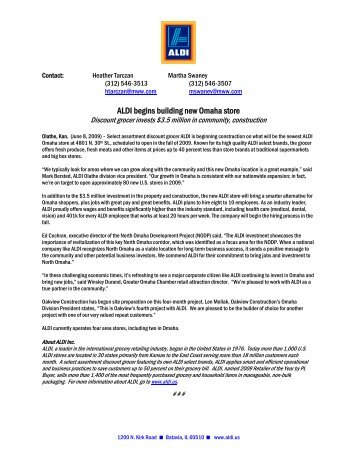 ALDI begins building new  Omaha store - Greater Omaha Chamber ...