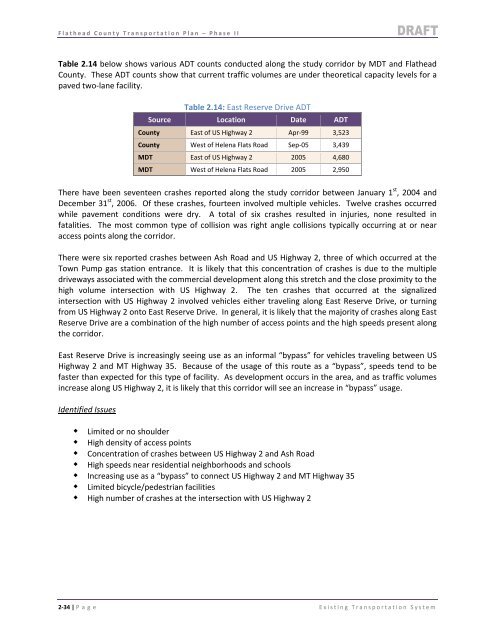 Flathead County Transportation Plan – Phase II