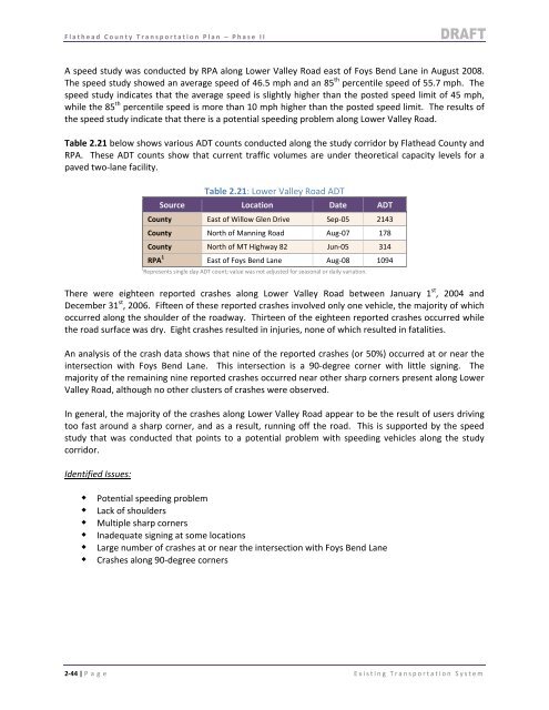 Flathead County Transportation Plan – Phase II