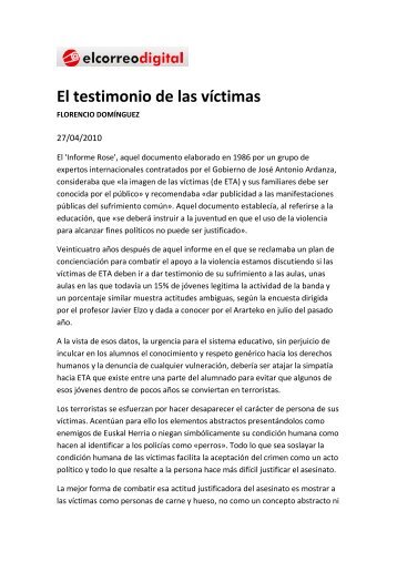 El testimonio de las víctimas - Fundación Fernando Buesa