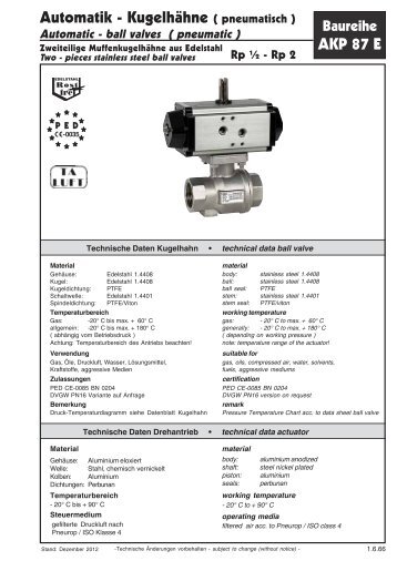 Datenblatt Automatik-Kugelhahn_AKP 87E - G. Bee GmbH