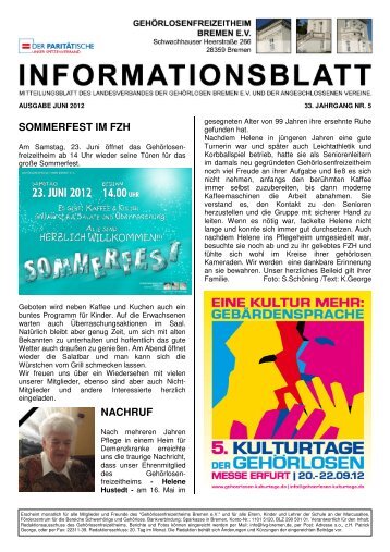 Infoblatt Juni 2012 - Landesverband der Gehörlosen Bremen eV