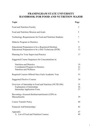 Food and Nutrition Student Handbook - Framingham State University