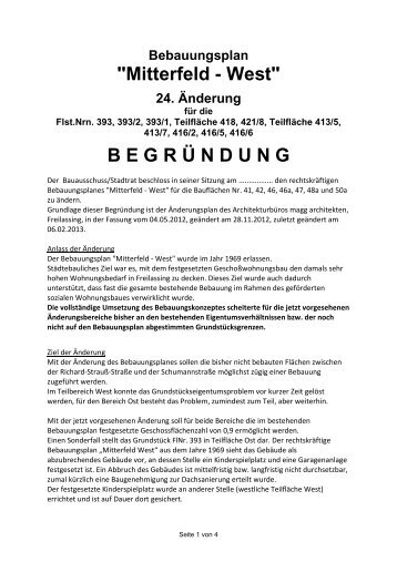 24. Änderung des Bebauungsplanes Mitterfeld ... - Stadt Freilassing