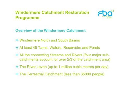 Overview of the Windermere Catchment - FreshwaterLife