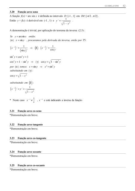  2/1/2013 – CDI-I: Tabela geral de Derivadas 