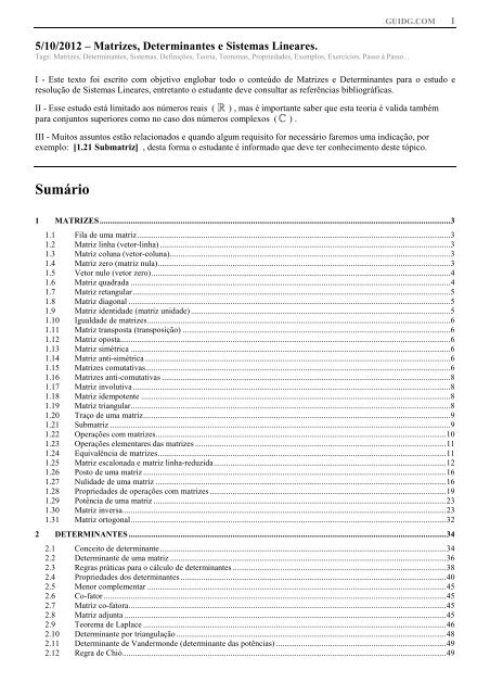 Notação Matemática, guia do estudante (MAT) - guidg.com