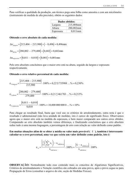 28/1/2013 – MEF: Conceitos básicos da teoria de erros. 