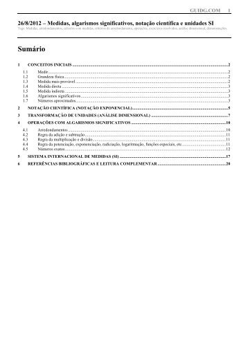 26/8/2012 – Medidas, algarismos significativos, notação científica e unidades SI