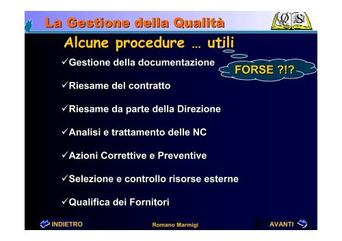 Il Manuale della Qualità ed il Controllo di Processo - C.R. ENEA ...