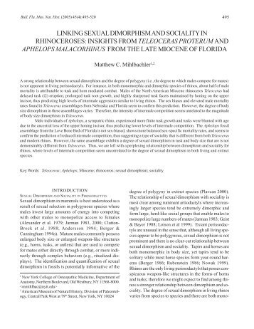linking sexual dimorphism and sociality in rhinoceroses - Florida ...