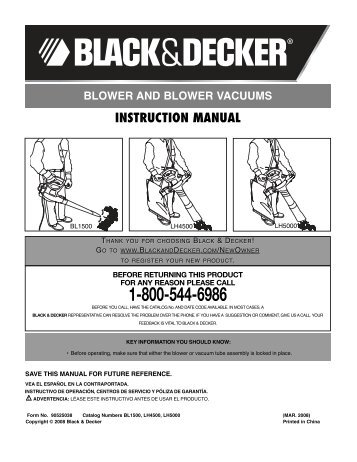 90525038 bl1500 lh4500 lh5000 revised - Service - Black & Decker