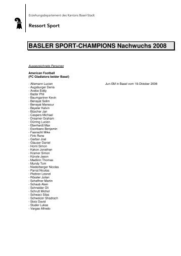 BASLER SPORT-CHAMPIONS Nachwuchs 2008 - fricktal24.ch