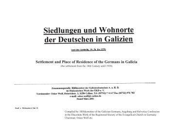 Settlements in Galicia booklet Oskar Wolf - Galizien German ...