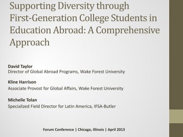 Supporting Diversity through First-Generation College Students in ...