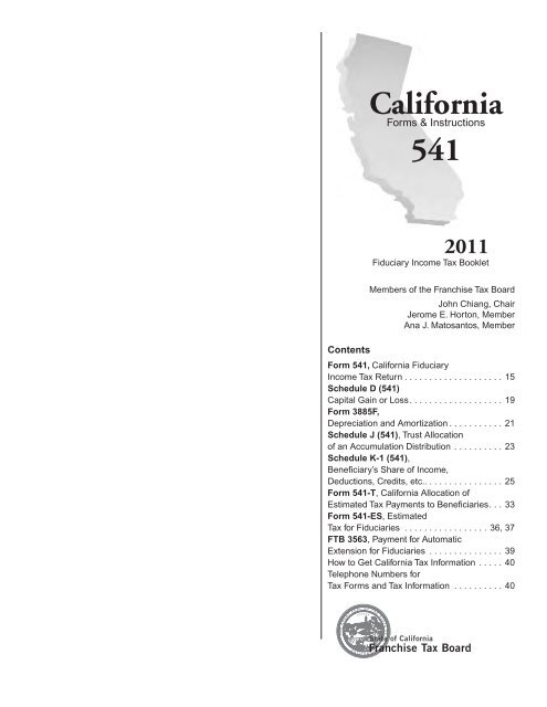 2011 541 Booklet - California Franchise Tax Board - State of California