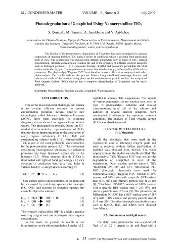 Photodegradation of 2-naphthol Using Nanocrystalline TiO2