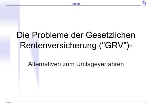 ("GRV") - Alternativen zum Umlageverfahren