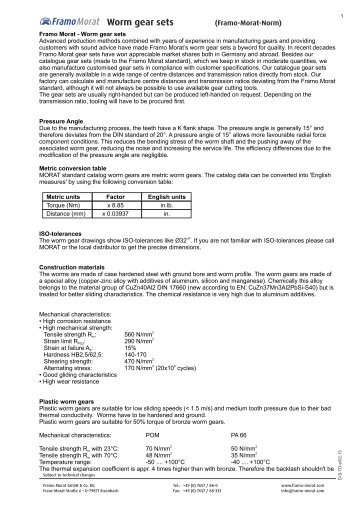 Worm gear sets - Framo Morat