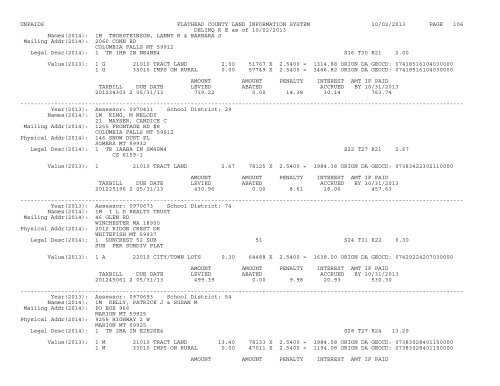 UNPAIDS FLATHEAD COUNTY LAND INFORMATION SYSTEM 07 ...