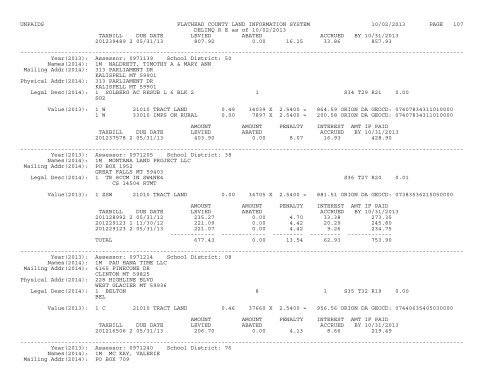 UNPAIDS FLATHEAD COUNTY LAND INFORMATION SYSTEM 07 ...