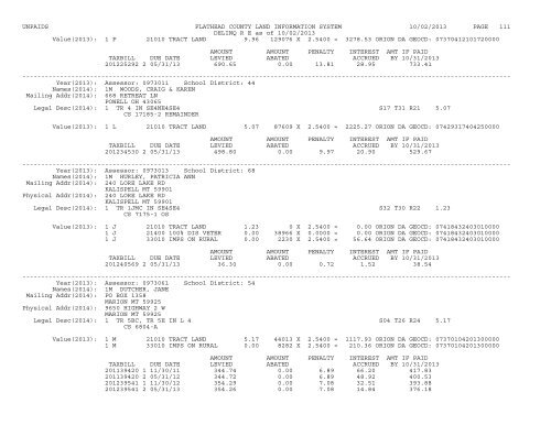 UNPAIDS FLATHEAD COUNTY LAND INFORMATION SYSTEM 07 ...