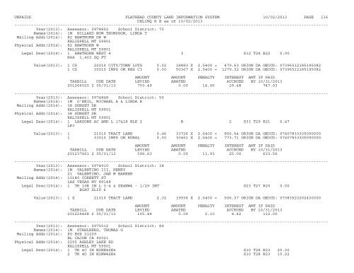 UNPAIDS FLATHEAD COUNTY LAND INFORMATION SYSTEM 07 ...