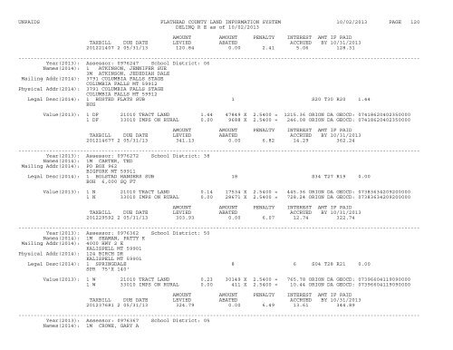 UNPAIDS FLATHEAD COUNTY LAND INFORMATION SYSTEM 07 ...