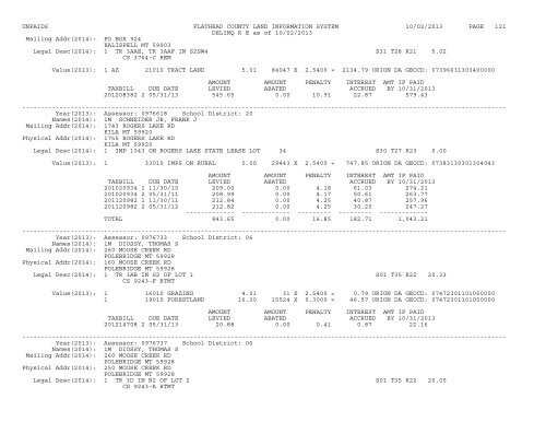 UNPAIDS FLATHEAD COUNTY LAND INFORMATION SYSTEM 07 ...