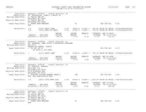 UNPAIDS FLATHEAD COUNTY LAND INFORMATION SYSTEM 07 ...