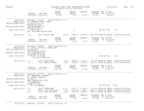 UNPAIDS FLATHEAD COUNTY LAND INFORMATION SYSTEM 07 ...