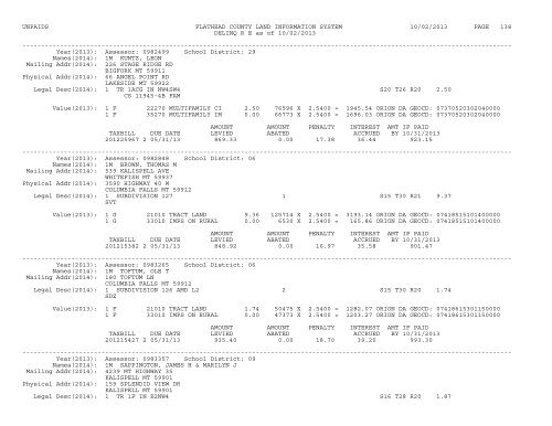 UNPAIDS FLATHEAD COUNTY LAND INFORMATION SYSTEM 07 ...