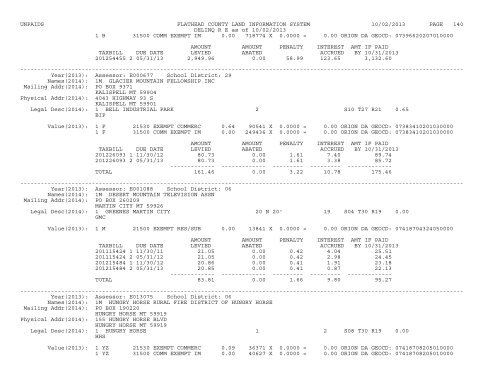 UNPAIDS FLATHEAD COUNTY LAND INFORMATION SYSTEM 07 ...