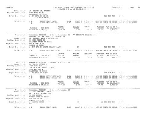 UNPAIDS FLATHEAD COUNTY LAND INFORMATION SYSTEM 07 ...