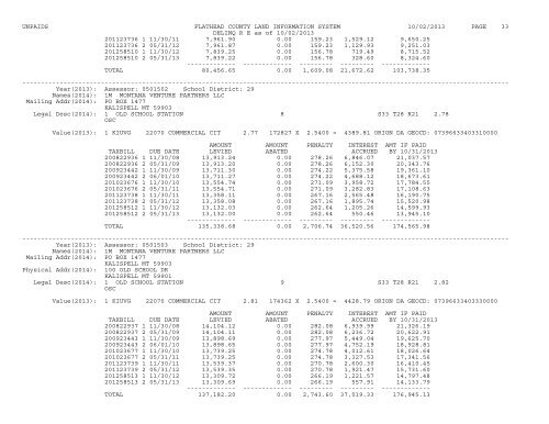 UNPAIDS FLATHEAD COUNTY LAND INFORMATION SYSTEM 07 ...