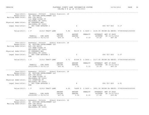 UNPAIDS FLATHEAD COUNTY LAND INFORMATION SYSTEM 07 ...